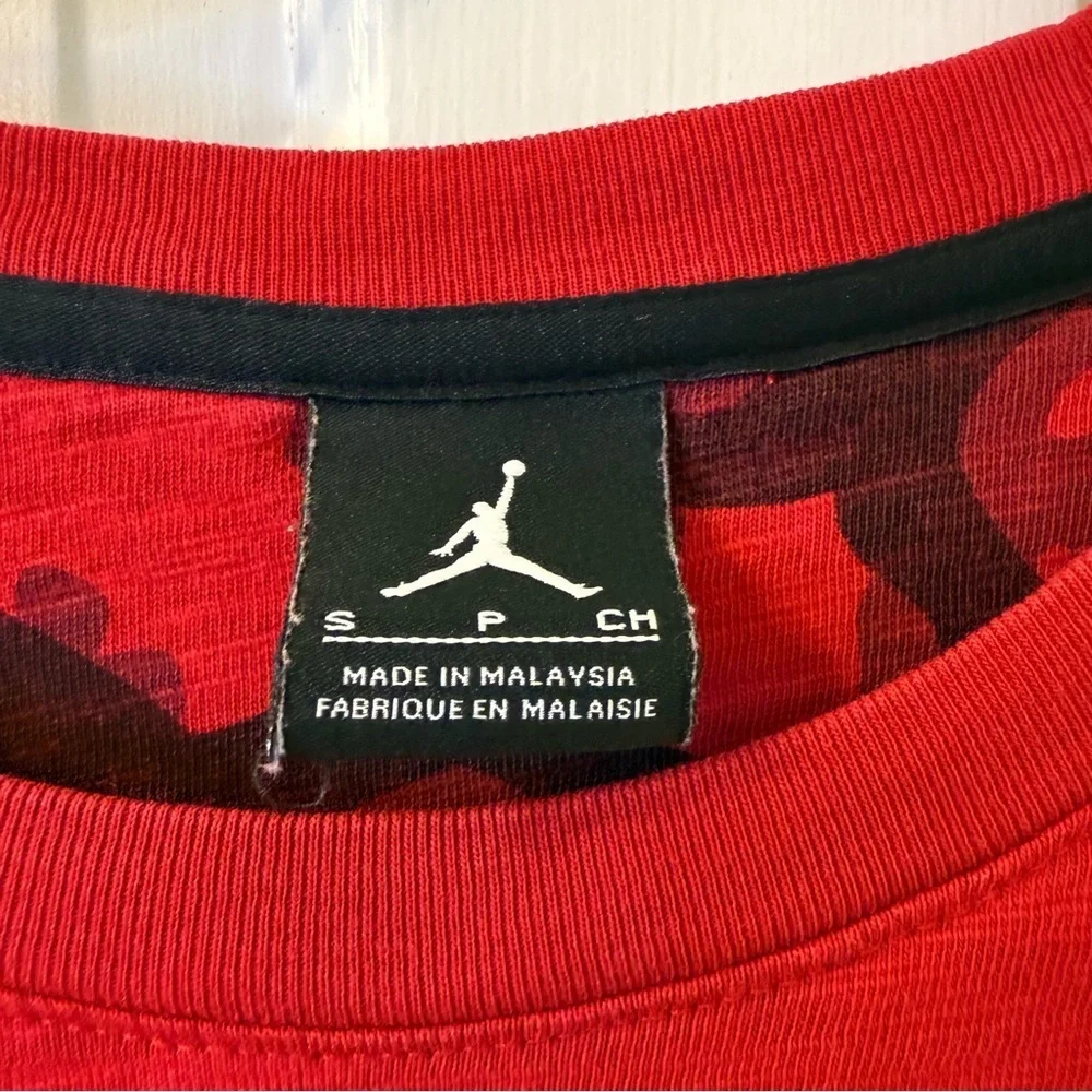 Jordan Red Short Sleeve Tee with Graphic Design